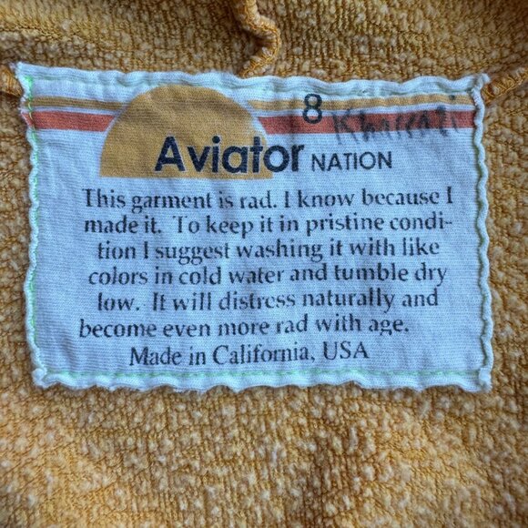 AVIATOR NATION Yellow Jacket Hoodie Kids 8 Full Zip Up Made In USA Cotton Blend - Picture 5 of 6